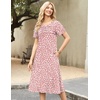 Zeagoo Womens Casual Dresses for Summer Short Sleeve Flare Midi Dress Beach(Pink Polka Dots)