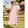 Zeagoo Womens Casual Dresses for Summer Short Sleeve Flare Midi Dress Beach(Pink Xh530)