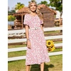 Zeagoo Womens Casual Dresses for Summer Short Sleeve Flare Midi Dress Beach(Pink Xh530)