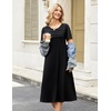 Zeagoo Womens Casual Dresses for Summer Short Sleeve Flare Midi Dress Beach(Solid Black)