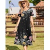 Zeagoo Womens Casual Dresses for Summer Short Sleeve Flare Midi Dress Beach(Wf120)