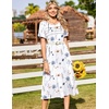 Zeagoo Womens Casual Dresses for Summer Short Sleeve Flare Midi Dress Beach(White Floral)