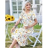 Zeagoo Womens Casual Dresses for Summer Short Sleeve Flare Midi Dress Beach(White Xh403)