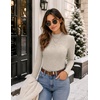 Zeagoo Womens Long Sleeve Shirts Mock Neck Ribbed Top Slim Fit Basic Tee(Beige)