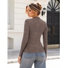Zeagoo Womens Long Sleeve Shirts Mock Neck Ribbed Top Slim Fit Basic Tee(Brown)