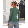 Zeagoo Womens Long Sleeve Shirts Mock Neck Ribbed Top Slim Fit Basic Tee(Deep Green)