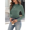 Zeagoo Womens Long Sleeve Shirts Mock Neck Ribbed Top Slim Fit Basic Tee(Deep Green)