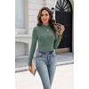 Zeagoo Womens Long Sleeve Shirts Mock Neck Ribbed Top Slim Fit Basic Tee(Deep Green)