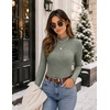 Zeagoo Womens Long Sleeve Shirts Mock Neck Ribbed Top Slim Fit Basic Tee(Green)