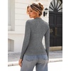 Zeagoo Womens Long Sleeve Shirts Mock Neck Ribbed Top Slim Fit Basic Tee(Grey)