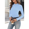 Zeagoo Womens Long Sleeve Shirts Mock Neck Ribbed Top Slim Fit Basic Tee(Light Blue)