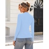 Zeagoo Womens Long Sleeve Shirts Mock Neck Ribbed Top Slim Fit Basic Tee(Light Blue)