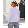 Zeagoo Womens Long Sleeve Shirts Mock Neck Ribbed Top Slim Fit Basic Tee(Light Purple)