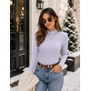 Zeagoo Womens Long Sleeve Shirts Mock Neck Ribbed Top Slim Fit Basic Tee(Light Purple)