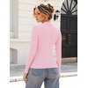Zeagoo Womens Long Sleeve Shirts Mock Neck Ribbed Top Slim Fit Basic Tee(Pink)