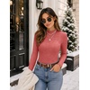 Zeagoo Womens Long Sleeve Shirts Mock Neck Ribbed Top Slim Fit Basic Tee(Red)