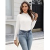 Zeagoo Womens Long Sleeve Shirts Mock Neck Ribbed Top Slim Fit Basic Tee(White)