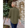 Zeagoo Womens Waffle Knit Shacket Button Down Long Sleeve Tops with Pocket(Army Green)