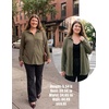 Zeagoo Womens Waffle Knit Shacket Button Down Long Sleeve Tops with Pocket(Army Green)