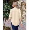 Zeagoo Womens Waffle Knit Shacket Button Down Long Sleeve Tops with Pocket(Beige)