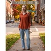 Zeagoo Womens Waffle Knit Shacket Button Down Long Sleeve Tops with Pocket(Caramel)