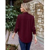 Zeagoo Womens Waffle Knit Shacket Button Down Long Sleeve Tops with Pocket(Wine Red)