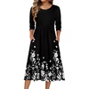 Zeagoo 3/4 Sleeve Women’s Dress Casual Aline Summer Fall Midi Long Dresses(Black Floral)