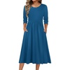 Zeagoo 3/4 Sleeve Women’s Dress Casual Aline Summer Fall Midi Long Dresses(Blue)