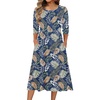 Zeagoo 3/4 Sleeve Women’s Dress Casual Aline Summer Fall Midi Long Dresses(Leaf Print)