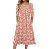 Zeagoo 3/4 Sleeve Women’s Dress Casual Aline Summer Fall Midi Long Dresses(Pink Floral)
