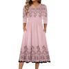 Zeagoo 3/4 Sleeve Women’s Dress Casual Aline Summer Fall Midi Long Dresses(Pink Flower)