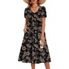 Zeagoo Summer Casual Dress for Womens Floral Midi Sundress with Pockets(Black Floral Print)
