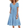 Zeagoo Summer Casual Dress for Womens Floral Midi Sundress with Pockets(Blue Floral)