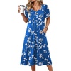 Zeagoo Summer Casual Dress for Womens Floral Midi Sundress with Pockets(Blue Floral-1)