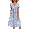 Zeagoo Summer Casual Dress for Womens Floral Midi Sundress with Pockets(Blue-printed)