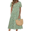 Zeagoo Womens Casual Dresses for Summer Short Sleeve Flare Midi Dress Beach(Green Xh534)