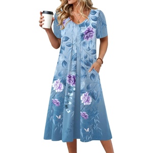 Zeagoo Summer Casual Dress for Womens Floral Midi Sundress with Pockets(Floral-3)