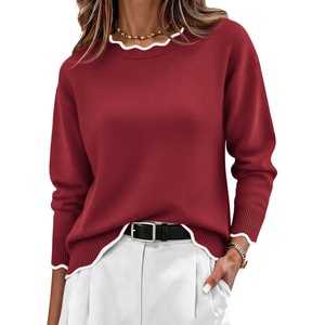 Zeagoo Sweaters for Women 2026 Fall Outfits Long Sleeve Winter Clothes(Wine Red)