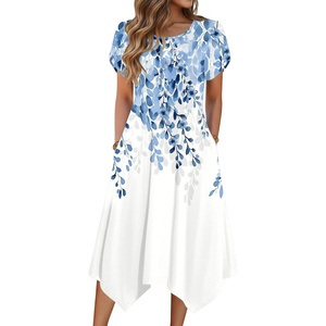Zeagoo Womens Casual Dress for Summer Loose Hankerchief Flare Midi Sundress(02 White)