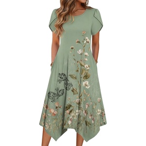 Zeagoo Womens Casual Dress for Summer Loose Hankerchief Flare Midi Sundress(Wf171)