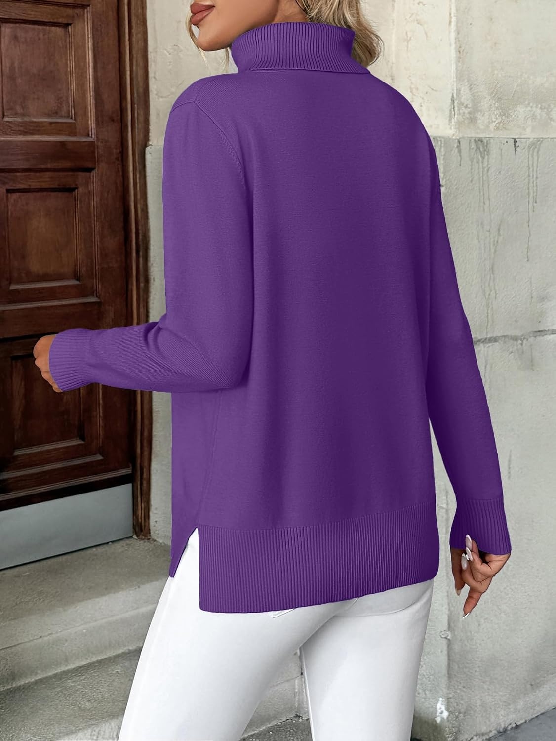 image:imageZeagoo Womens Turtleneck Sweater Long Sleeve Casual Knit Pullover Top 2026Ldark Purple