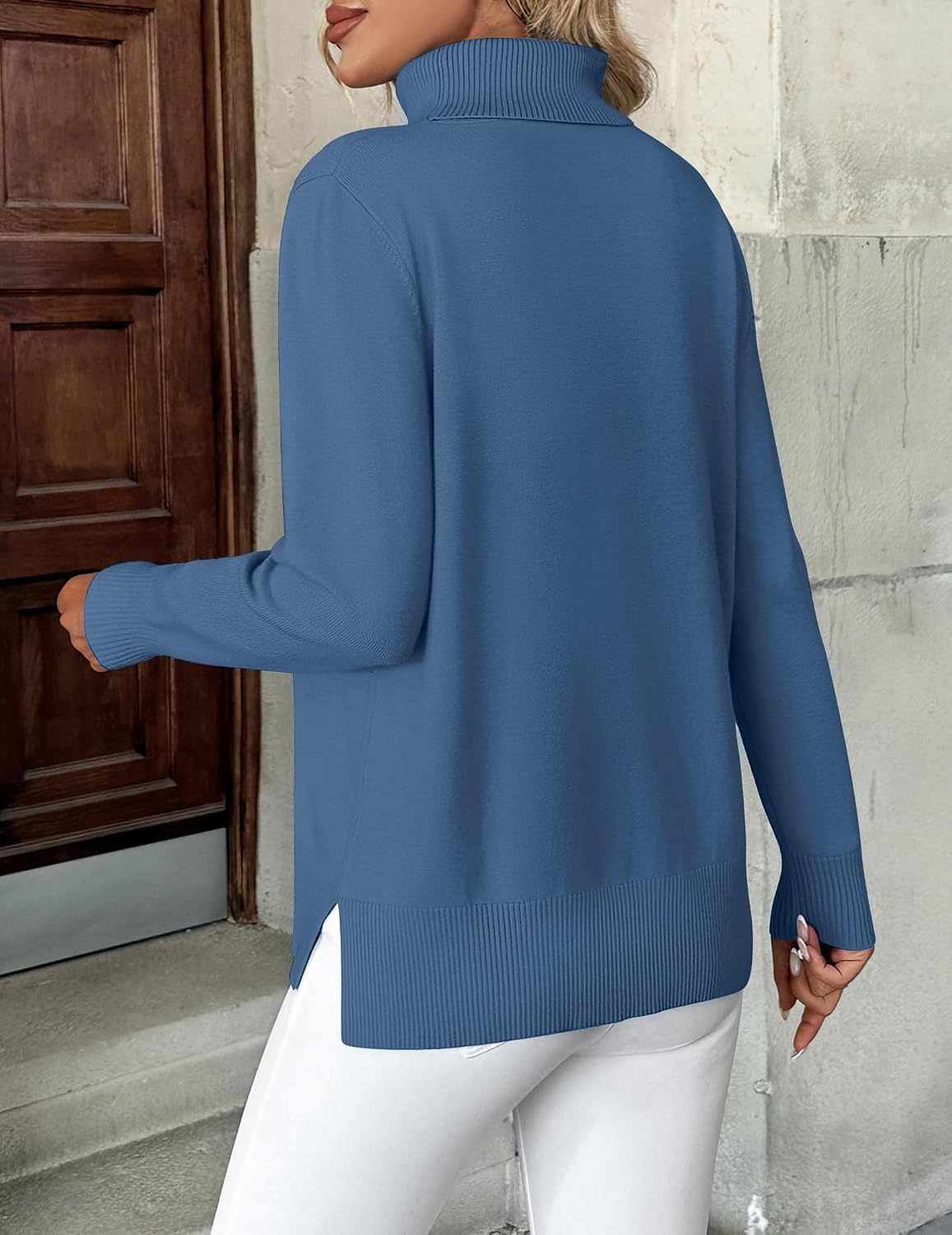image:imageZeagoo Womens Turtleneck Sweater Long Sleeve Casual Knit Pullover Top 2026Ldeep Blue