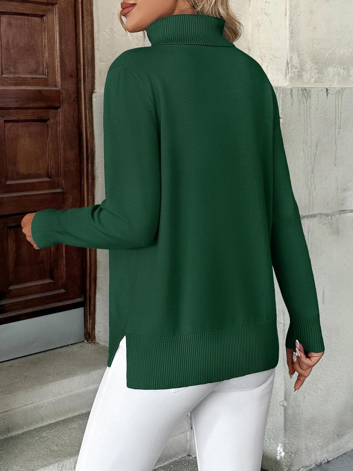 image:imageZeagoo Womens Turtleneck Sweater Long Sleeve Casual Knit Pullover Top 2026Pgreen