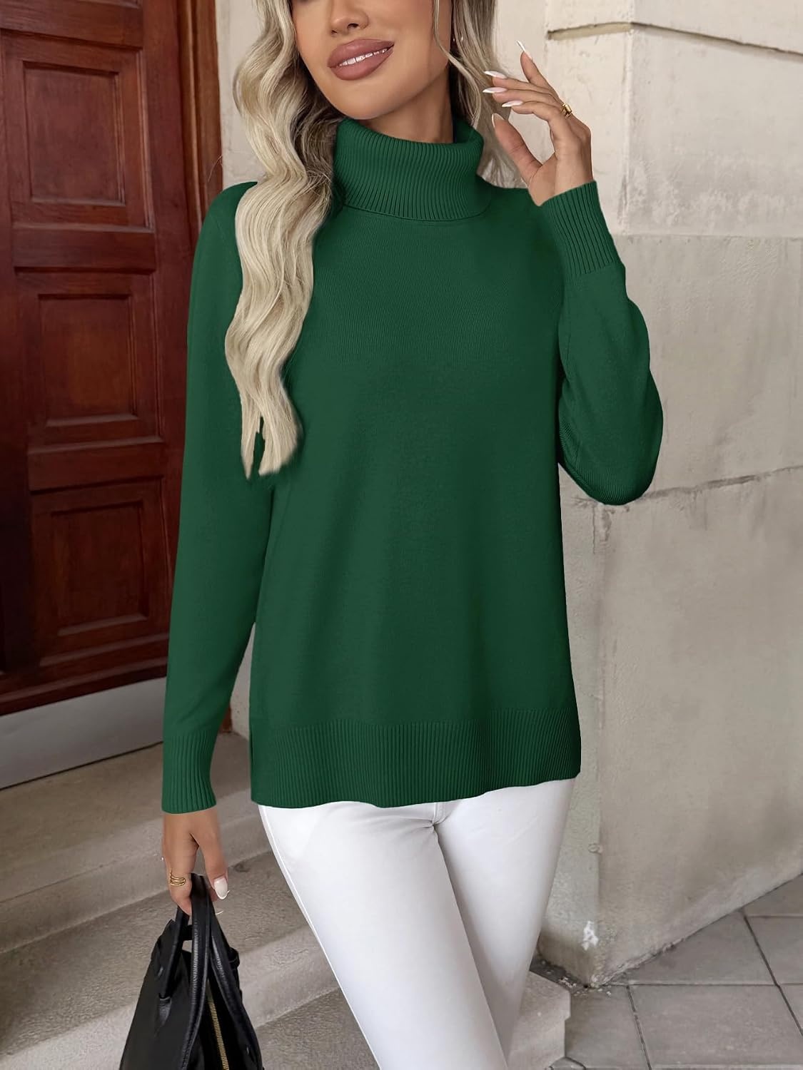 image:imageZeagoo Womens Turtleneck Sweater Long Sleeve Casual Knit Pullover Top 2026Pgreen