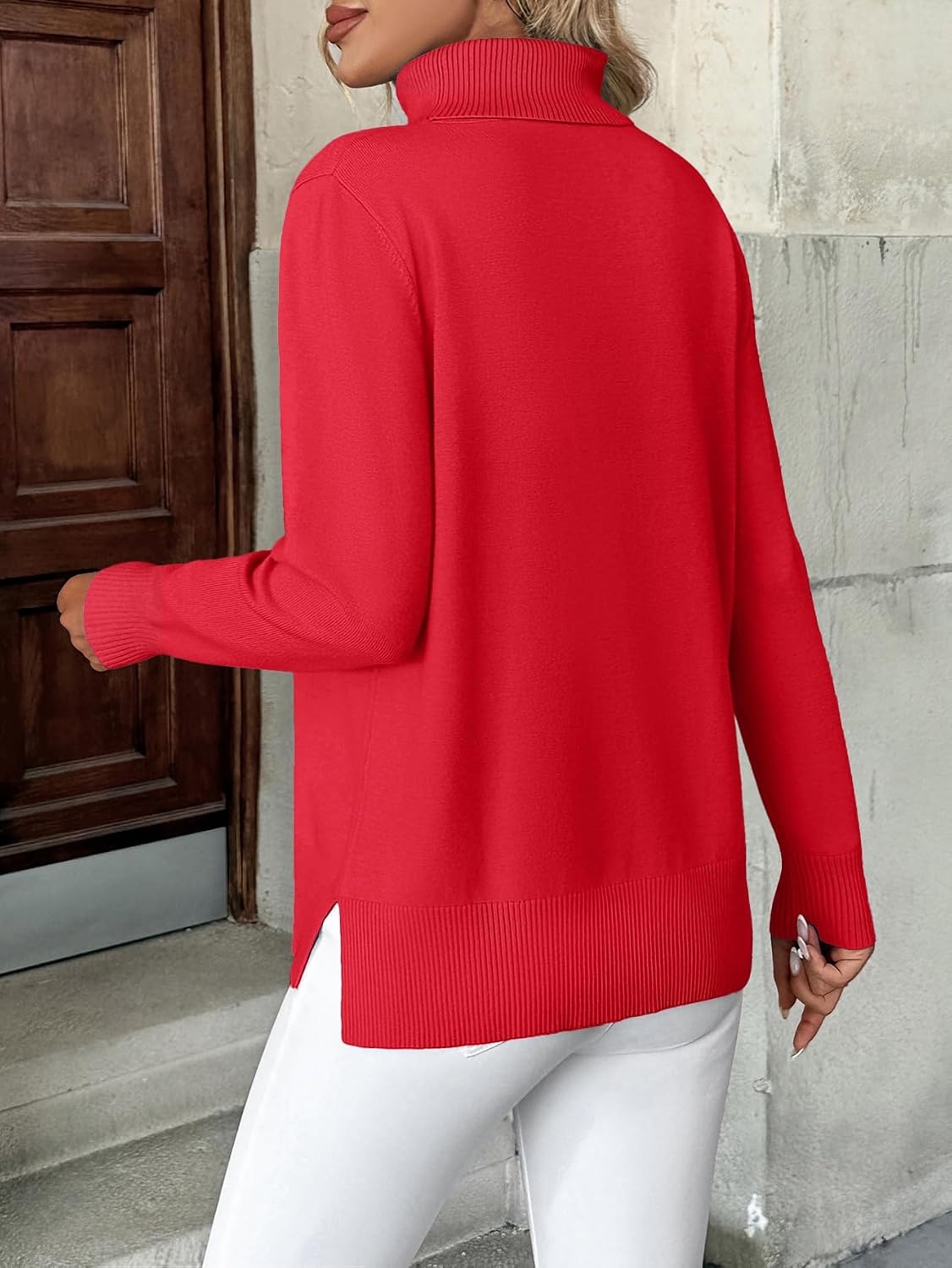 image:imageZeagoo Womens Turtleneck Sweater Long Sleeve Casual Knit Pullover Top 2026Xmas Red