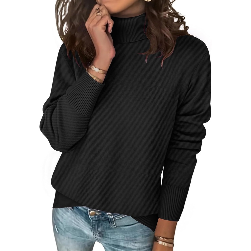 image:imageZeagoo Womens Turtleneck Sweater Long Sleeve Casual Knit Pullover Top 2026Black
