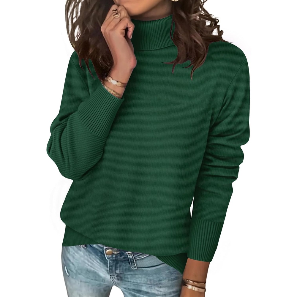image:imageZeagoo Womens Turtleneck Sweater Long Sleeve Casual Knit Pullover Top 2026Pgreen