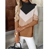 Zeagoo Women’s Turtleneck Sweater Long Sleeve Casual Knit Pullover Top 2026(C-jh556-color Block)