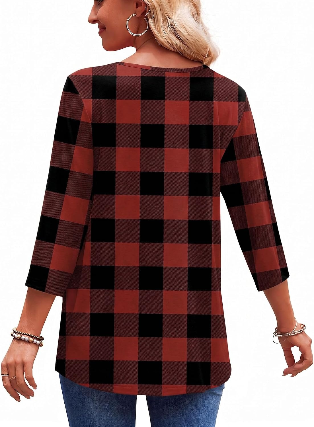 image:imageZeagoo 34 Length Sleeve Womens Tops 2026 Blouses for Women Dressy Casual Fashion Clothing V Neck TShirts Summer OutfitsGz188