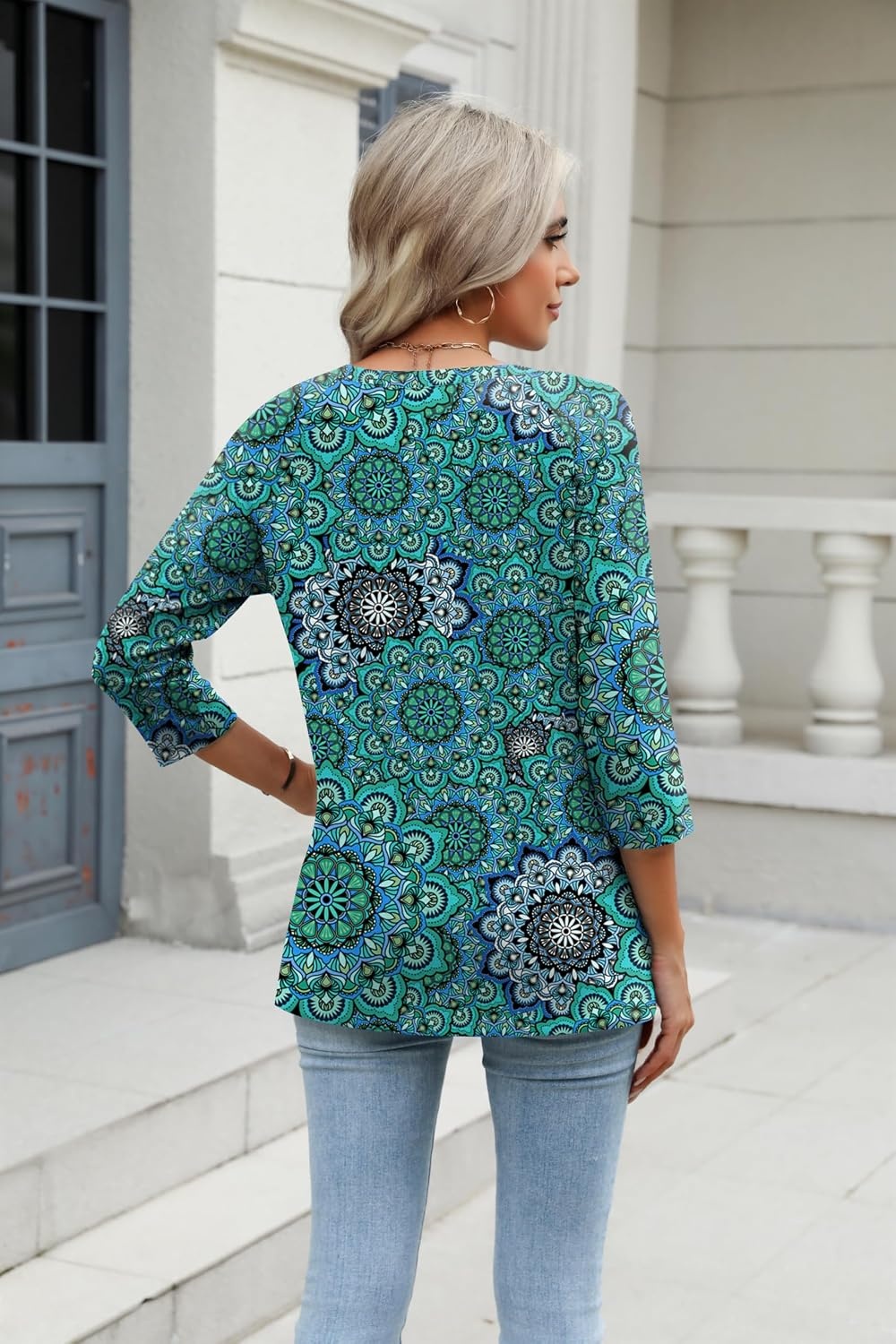 image:imageZeagoo 34 Length Sleeve Womens Tops Casual V Neck Shirts Soft Basic TeesMz858